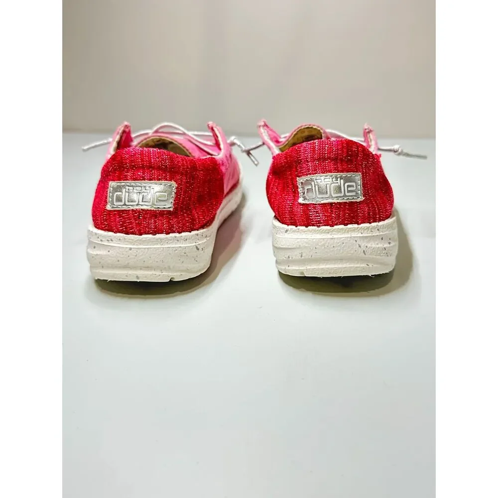 Hey Dude Wendy Youth Shoes, Funk Fuxia, Size‎ Y2/ L3, Pink